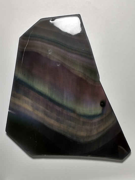 Obsidian Rainbow Slab Crystal, Polished Side, 6 inch